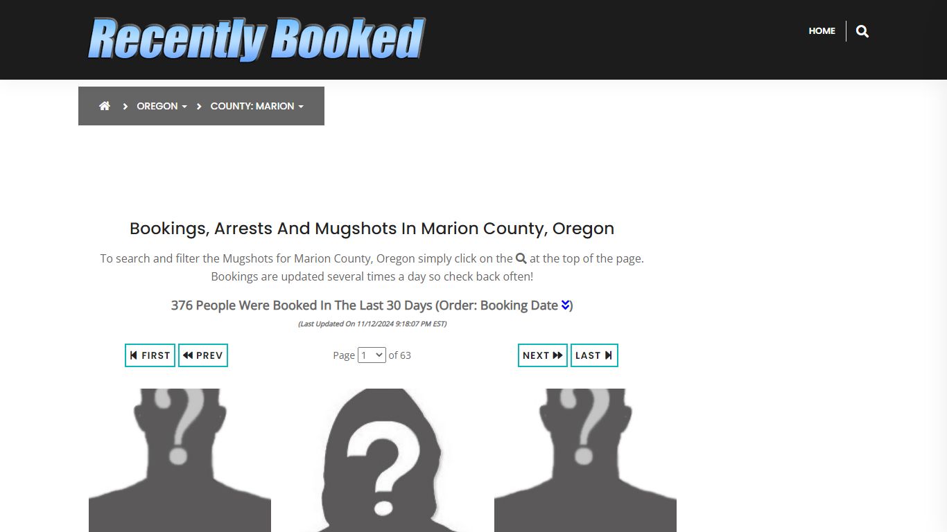 Bookings, Arrests and Mugshots in Marion County, Oregon - Recently Booked