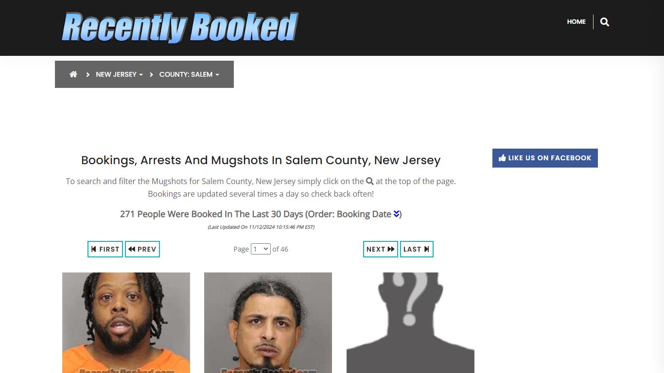 Bookings, Arrests and Mugshots in Salem County, New Jersey