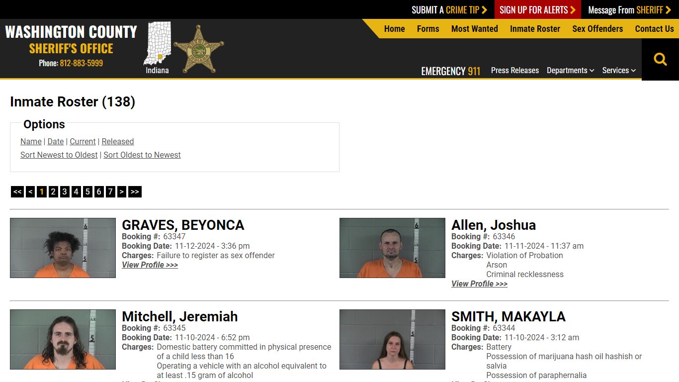 Inmate Roster (137) - Washington County IN Sheriff