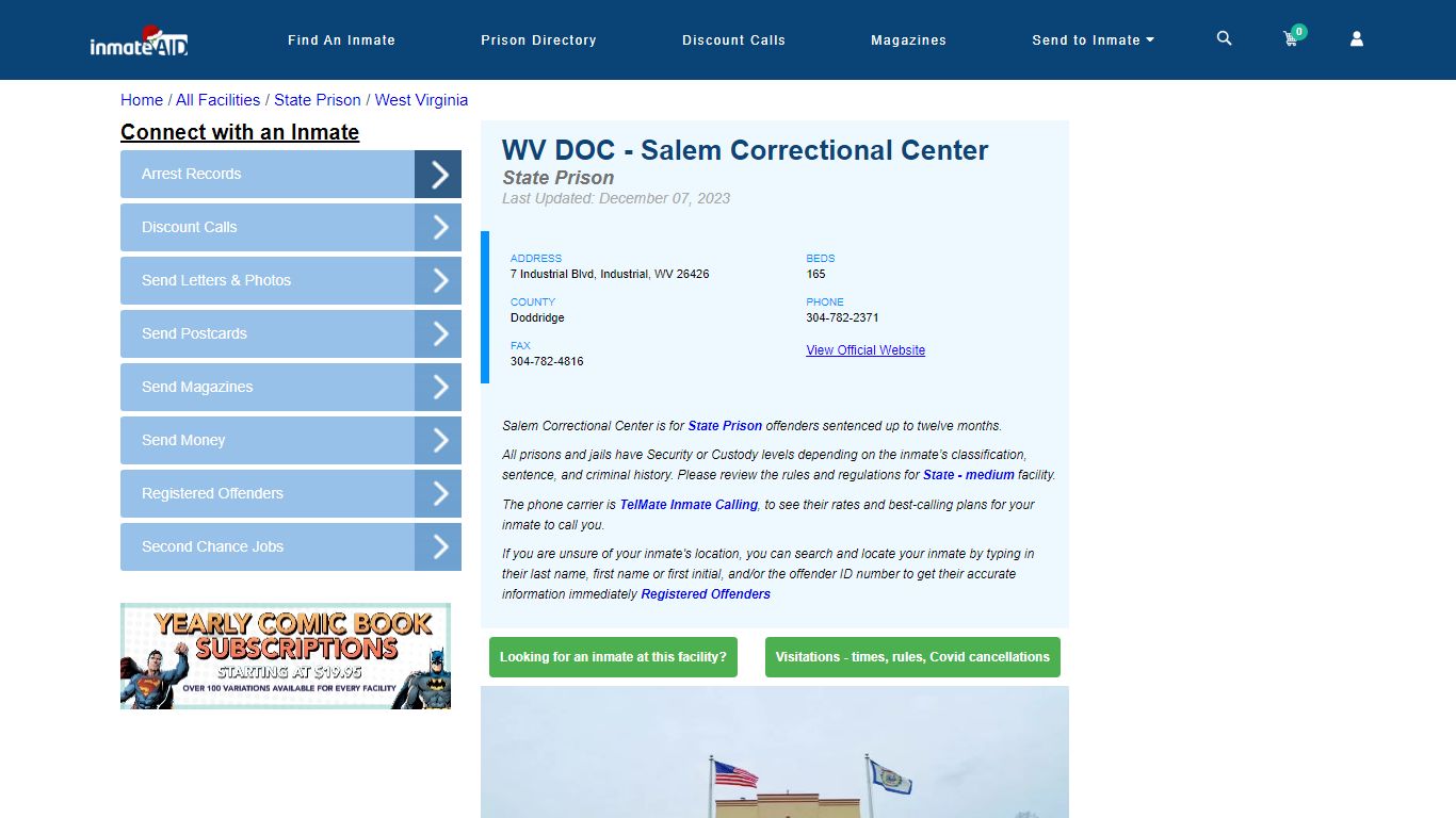 WV DOC - Salem Correctional Center & Inmate Search | Visitation ...