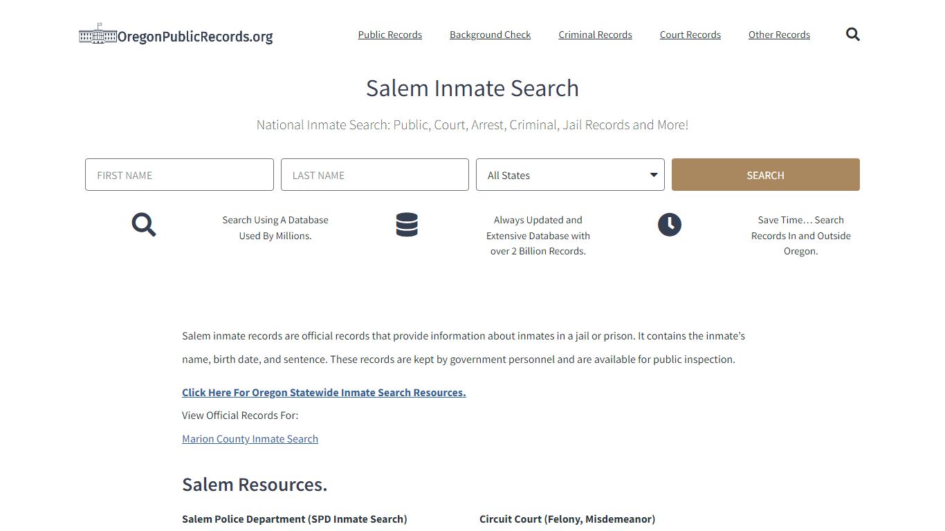 Salem Inmate Search - SPD Current & Past Jail Records